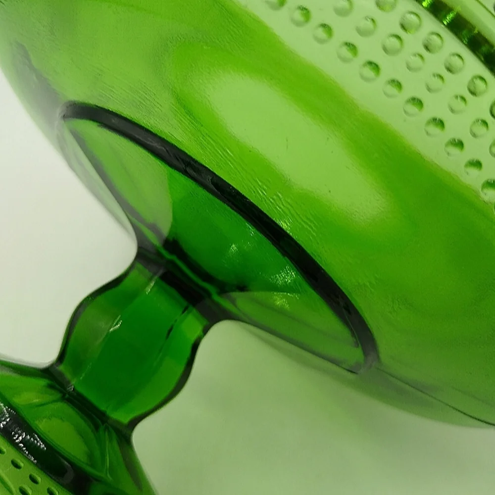 E.O. Brody Emerald Green Pressed Glass Scalloped Pedestal Bowl Vintage Compote - Picture 12 of 15